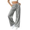 Pantalon Casual Rayé Ample à Taille Serrée Jambes Larges pour Femme avec Poches pour un Port Quotidien Confortable