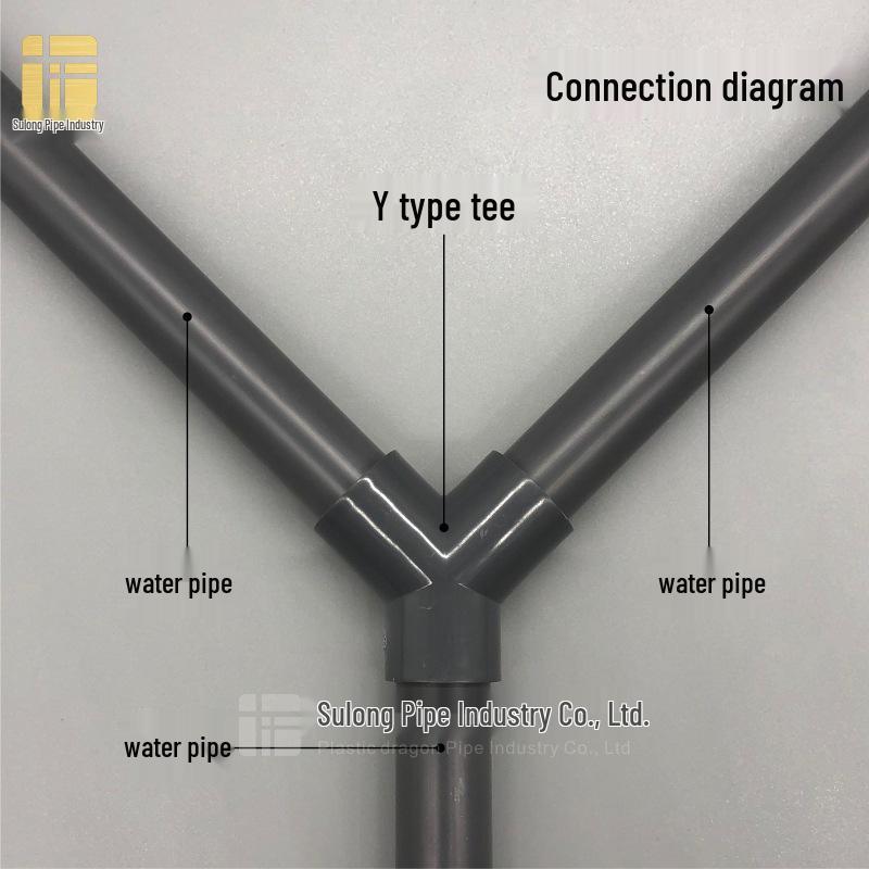 PVC Y-Type Elbow Tee 45° Three-Way Connector for Water Pipes (20-75mm)