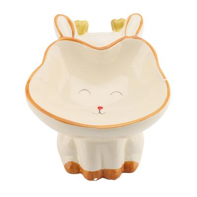 Bol à Snacks Incliné Statue d'Animal de Dessin Animé Bol Décoratif en Céramique Polyvalent pour le Rangement à Domicile ou l'Alimentation des Animaux de Compagnie