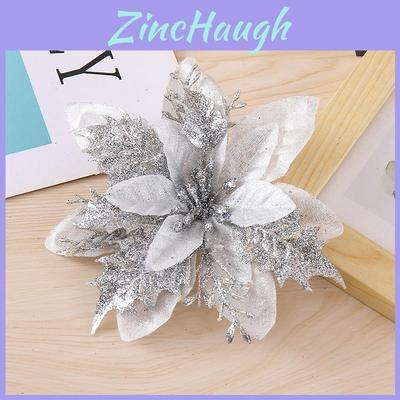 Christmas Flowers With Gold And Silver Plastic Decor For Holiday Tree And Festive Decor