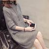 Half Turtleneck Sweater for Women In Autumn and Winter Loose Long-sleeved Mid-length Knitted Dress Solid Color Casual Pullover
