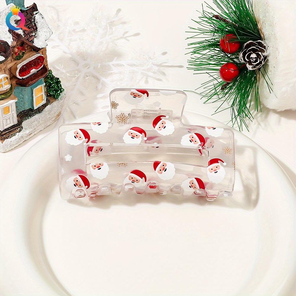 1pc Festive PVC Hair Claw Clip - Large Cartoon Santa Print, Cute Christmas Holiday Hair Accessory, Ideal Gift