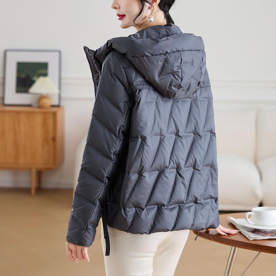 Winter new hooded pressed down jacket women's short loose fashion thin thin small coat