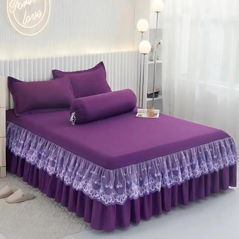 Bed Dress Lace Set Lace Skirt Bedspread Home Textile Solid Bed Skirt Bedroom Coverlets Bedspreads Sheets Dust Cover Bedding