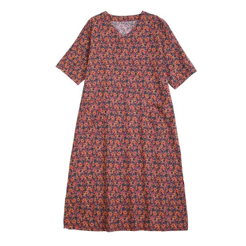 Literary Retro Vacation Style Travel Dress Plus Covering Flesh Skinny V-Neck Long Dresses