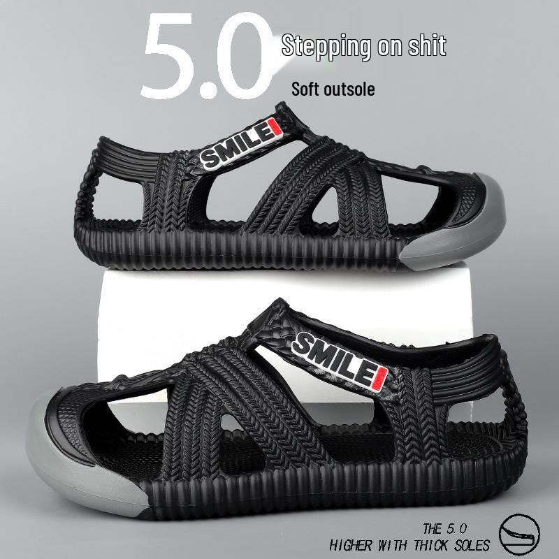 2025 Men s Thick Sole Summer Sandals: Cushioned Straw-Woven, Non-Slip Outdoor Rafting Shoes