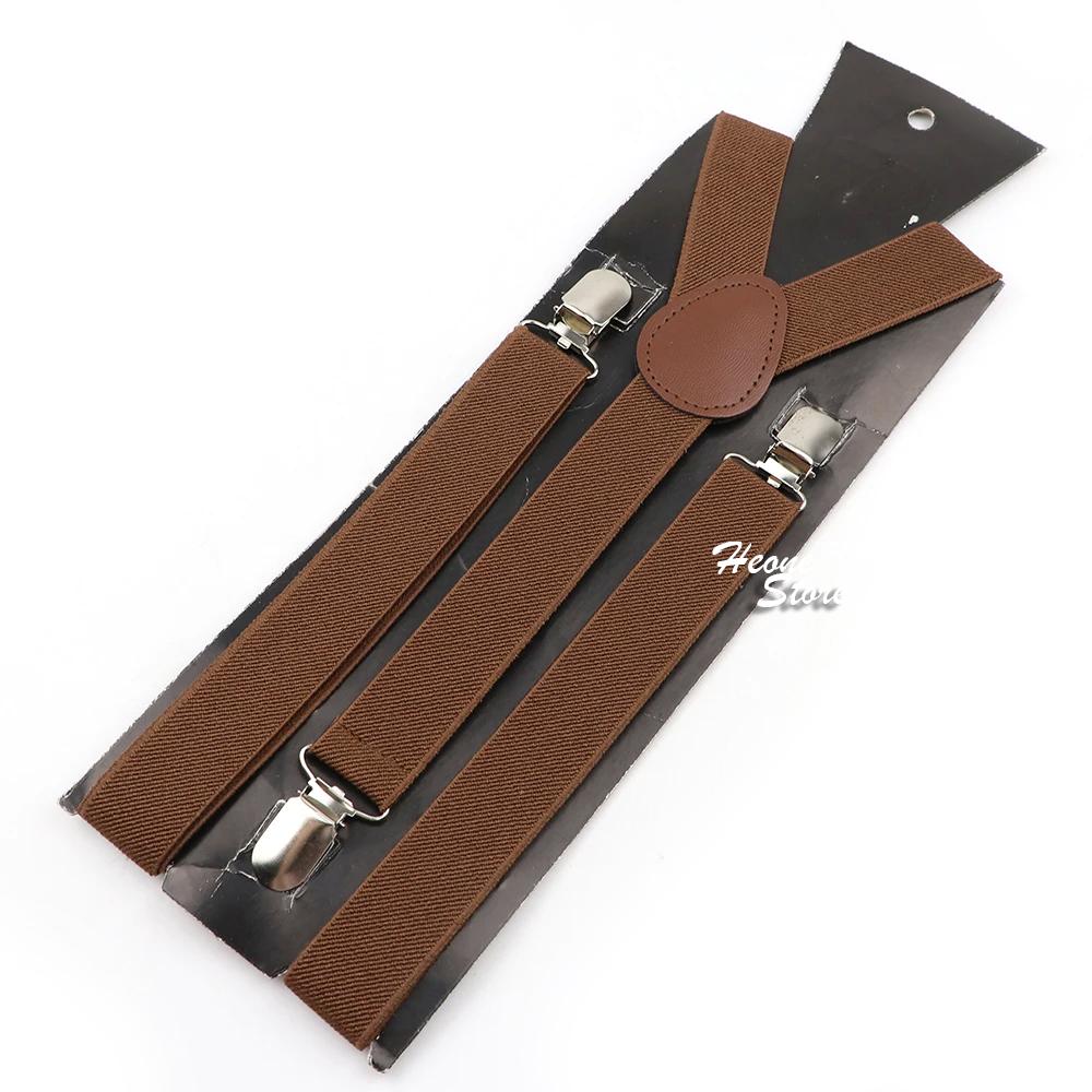 Men Kids Yellow Khaki Brown Suspender Bowtie Set Elastic Adjustable Y-Back Braces Straps Daily Father-Child Braces Accessory