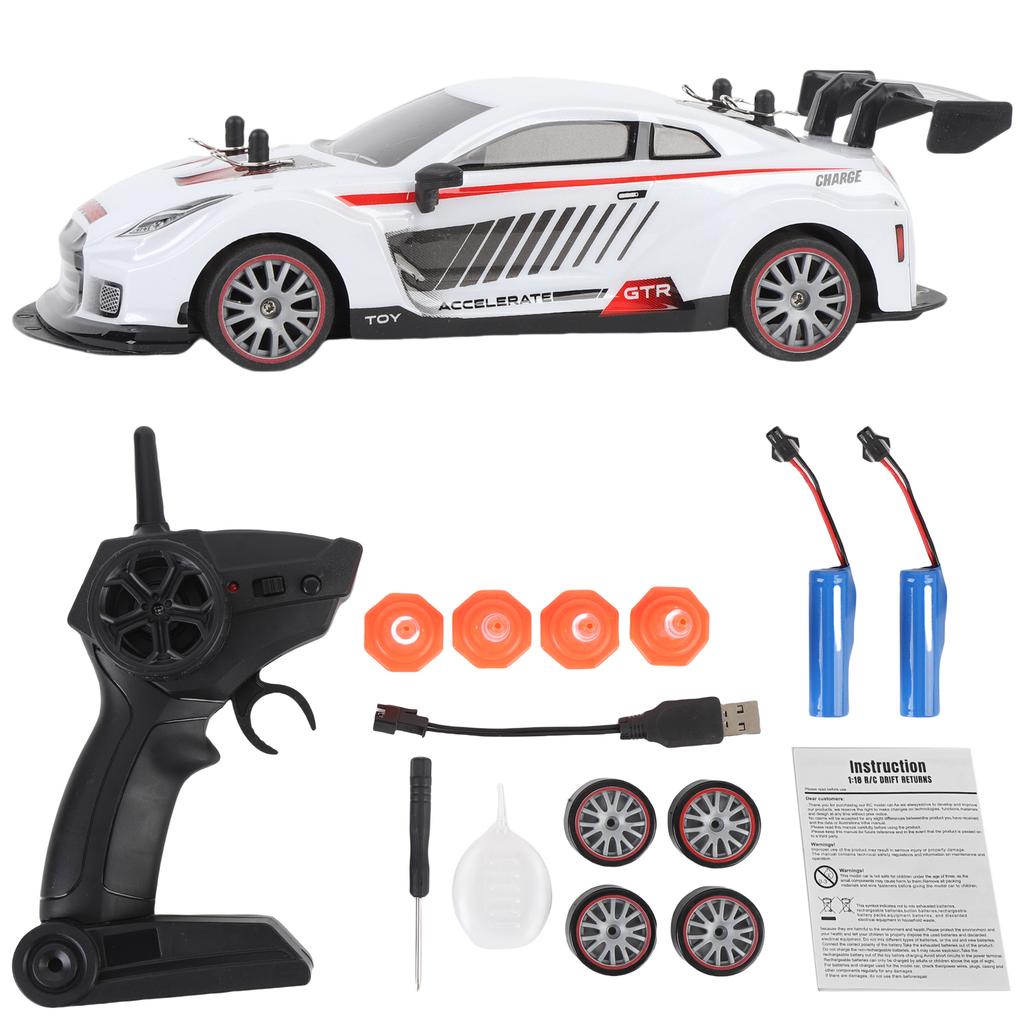 Remote Control Car, Rechargeable 4WD Drifting Vehicle with Spray Function and Lights, 2.4GHz Toy Car for Kids Boys