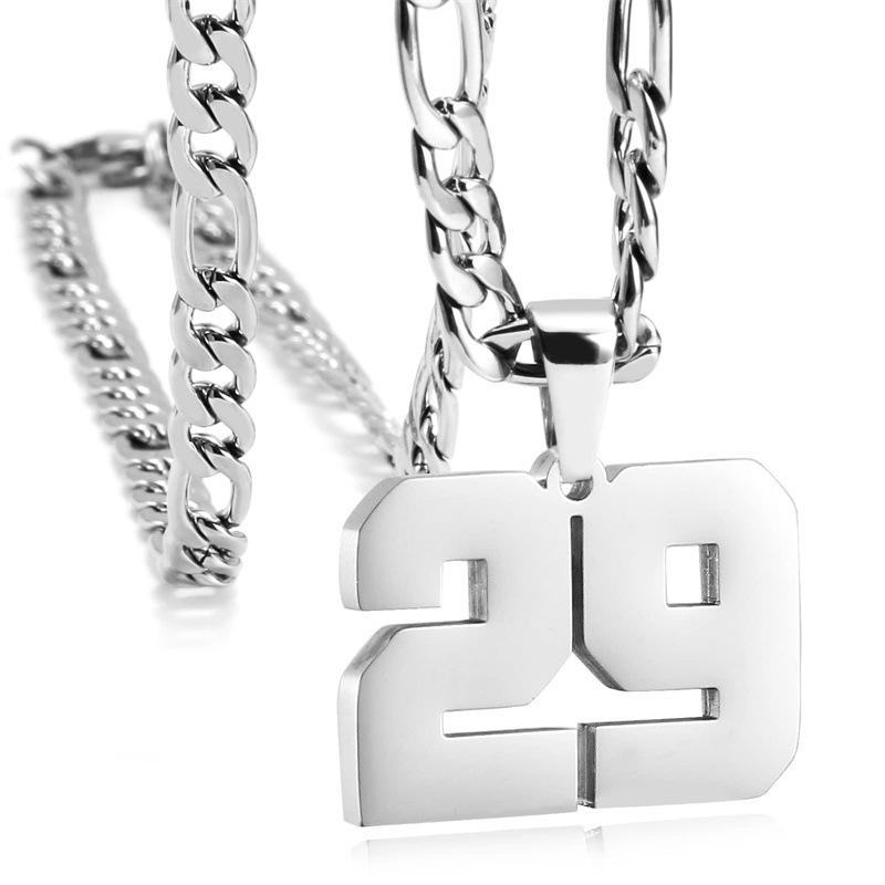 Men's Athlete Stainless Steel Sports Digital Necklace Baseball/Basketball/Soccer Team Inspiration Jewelry Spot
