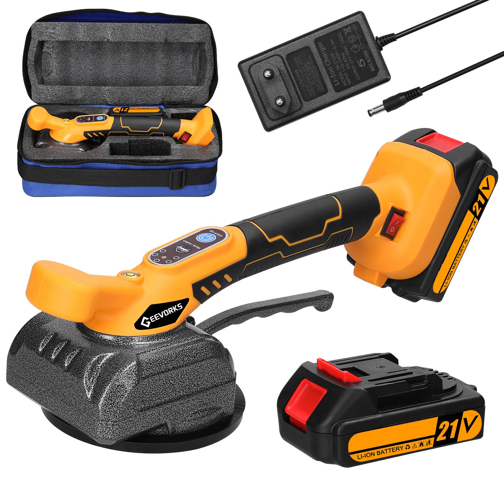 

Автоматическая машина для укладки плитки Geevorks 21 В, высокая грузоподъемность, укладка напольной плитки, вибрационная 2pcs batteries EU Plug разноцветный