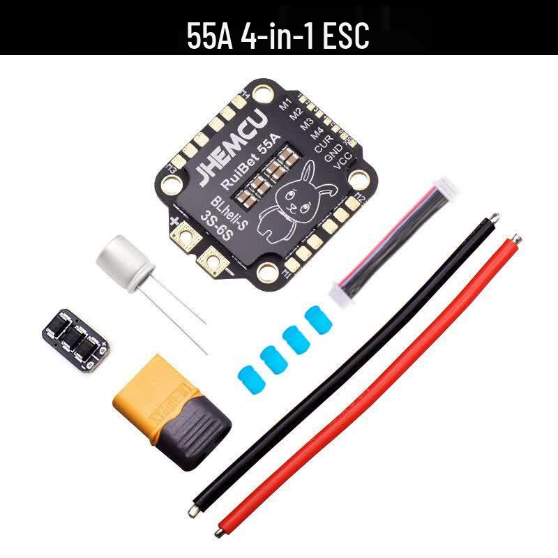 JHEMCU F722 3-6S FPV Drone Flight Controller & ESC Stack