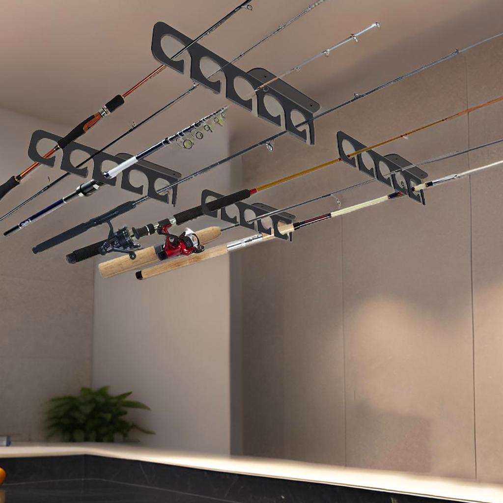 Fishing Rod Holder Overhead Hanger Organizers Fishing Rod Display Stand Horizontal Fishing Rod Wall Ceiling Storage Rack