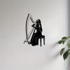 1pc Iron Harpist Wall Art, Rustproof Metal Sculpture for Living Room Garden Fence, Music Lover Gift, New Year Valentine Indoor Outdoor Decor