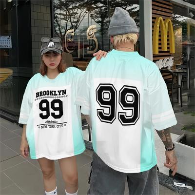 Minimalist Yaz Erkek Tişörtü Açık Renk Degrade 3D Baskılı Erkek Üst Çift Günlük Moda Büyük Boy Spor Kısa Kollu