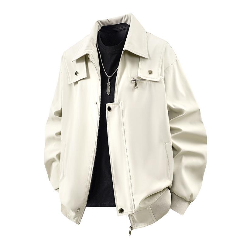 Bomber Jacket Spring and Autumn New Lapel Loose Solid Color Casual Workwear Versatile Jacket