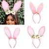 Roleplay Bunnies Girl Headband with Flower Designs Anime Headband Easter Cosplay Headdress Festival Dressingup Accessory