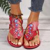 Stylish Women's Butterfly Print Slide Sandals | Faux Cover Upper & Rubber Sole | Versatile All-Season Footwear | Fashionable Clip Toe, Slip-On Flats