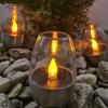 Solar Flameless Candle Lamp Stainless Steel Flashing Candle Lamp Waterproof LED Candle Light for Birthday Party Decoration