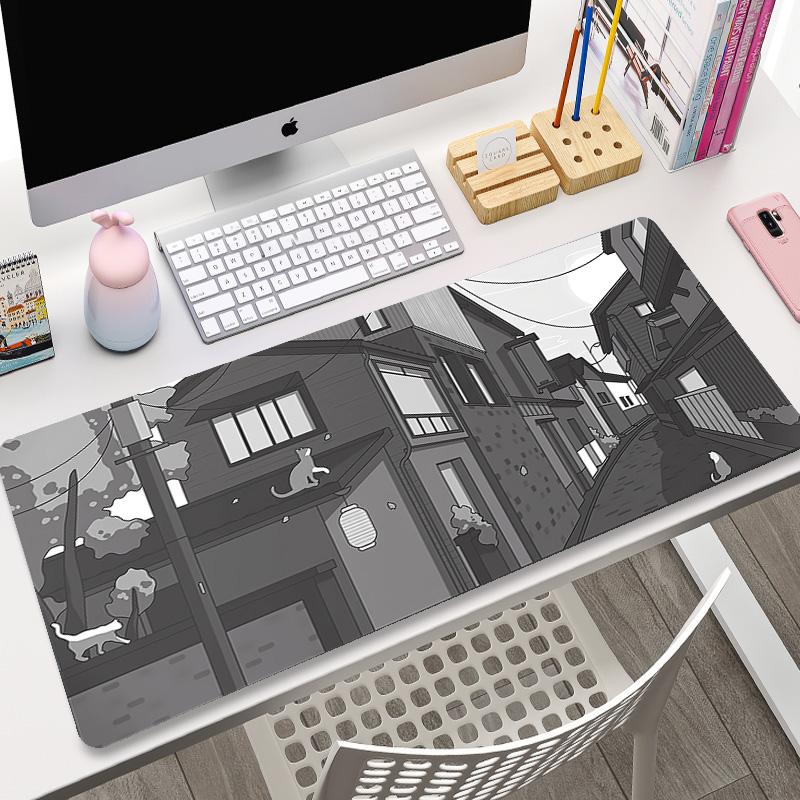 Cute Cat Computer Mouse Pad Gamer Mousepad Purple Art Large x Kawaii Mouse Mat Pads XXL Mause Carpet PC Accessories Desk Mat