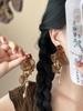 Silver Needle Resin Tassel Earrings with Chiffon Flower - Retro & Versatile Design