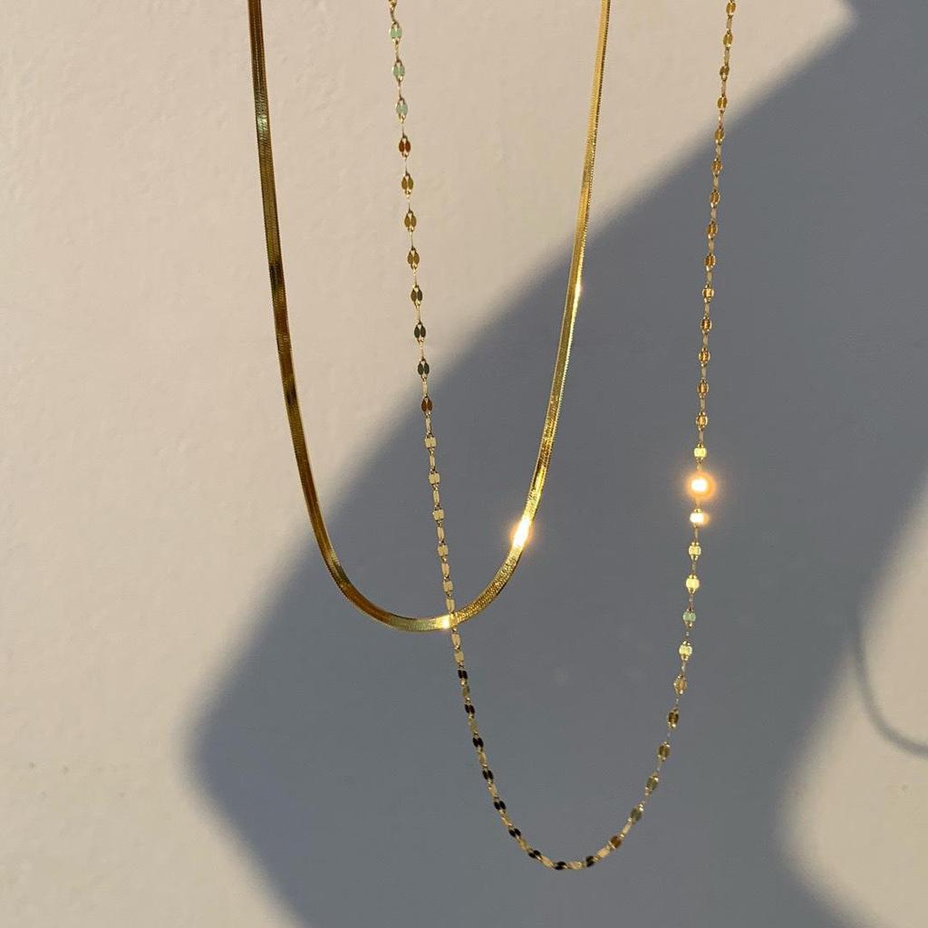 Double-Layer Titanium Steel Choker Necklace - Women's Autumn/Winter High-End Clavicle Jewelry