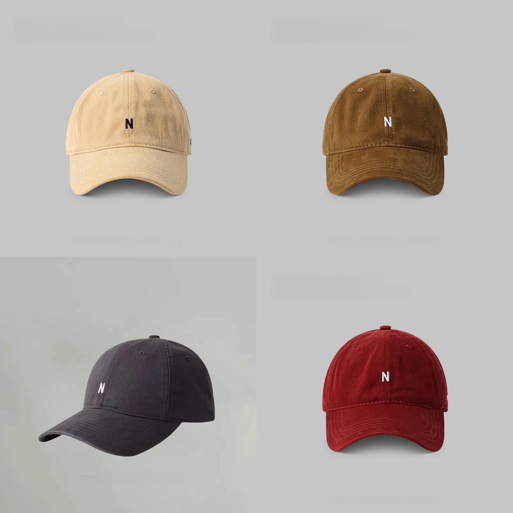 Berretto da baseball casual in cotone con visiera larga e ricamo di lettere per uomo e donna
