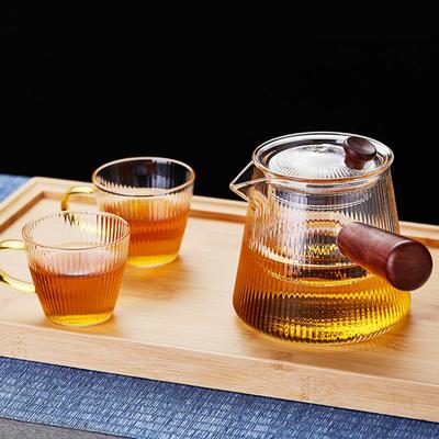 Side Handle Teapot Glass Single Pot Heat-Resistant Wood Handle Filter Household Electric Ceramic Stove Tea Pot Kung Fu Tea Set