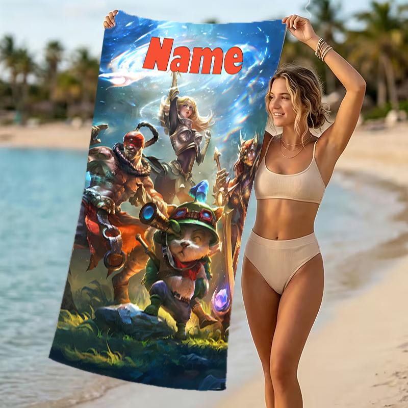 Customizable personalized beach towels League of Legends Jinx themed designs.Suitable for the beach, yoga, sports;ideal as beach accessories