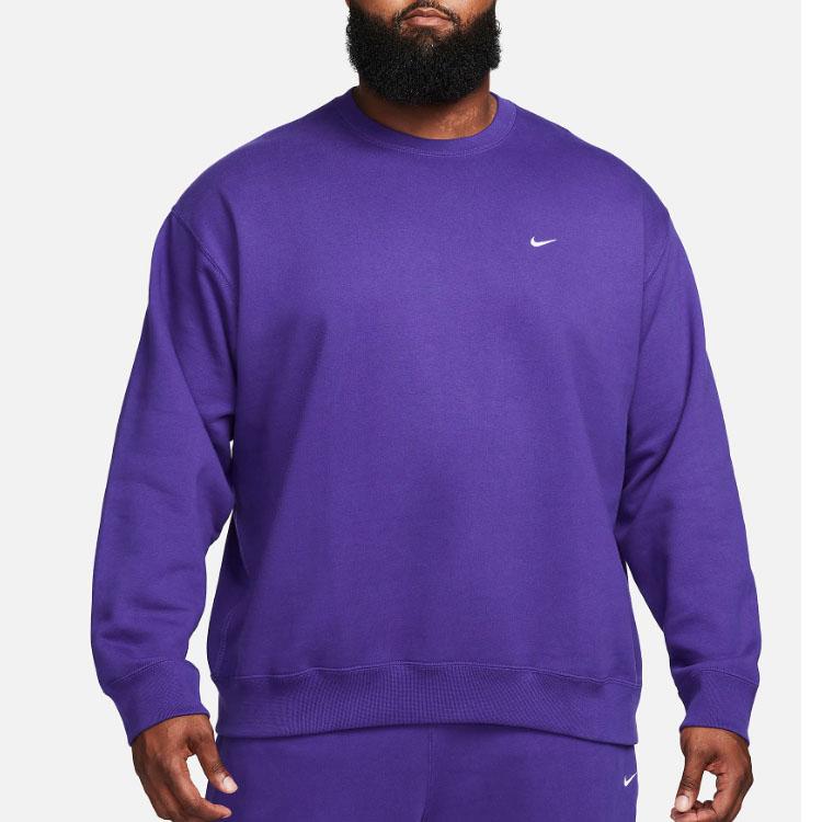 Nike Solo Swoosh Solid Logo Ribbed Crewneck Loose Sports Sweatshirt Men sweatshirt Purple DX1361-504