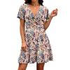 Fashionable Women's Casual Floral Wrap Dress With V-Neck And Waist