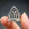 Gothic Castle Ring Retro Hollow for Men Women, Church Statement Punk Style Alloy Ring, Non Tarnish Carving Open Hypoallergenic Finger Jewelry