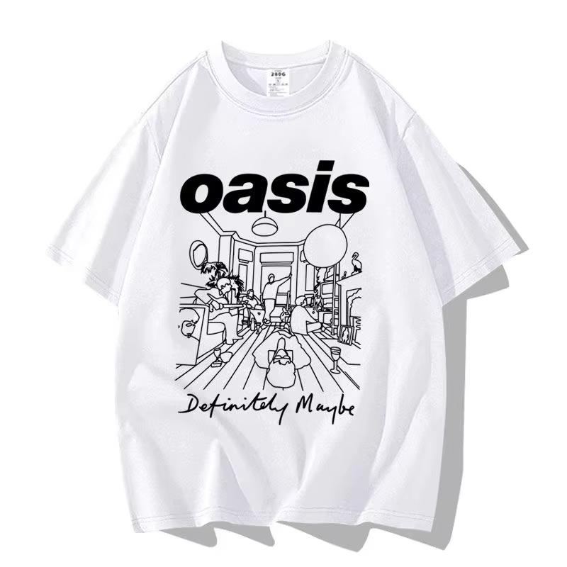 Britská pouličná Oasis Kapela Oasis Voľný Módny Všestranný Trendy Značkový Krátkorukávový Odev Polovičný Rukáv Bavlna Pár Tričko
