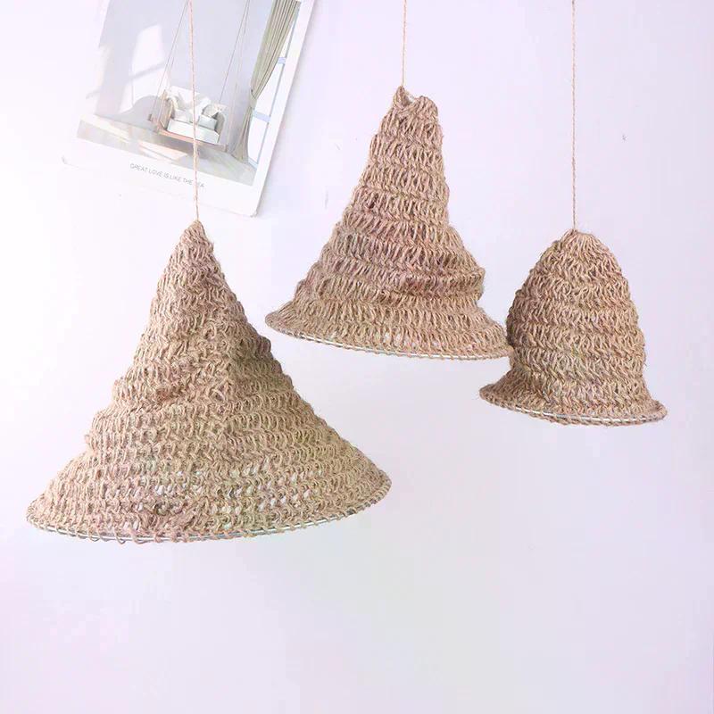Handgefertigter gewebter Lampenschirm aus Jute-Seil im böhmischen Stil, hängender Lampenschirm für Zuhause, Restaurant, Pendelleuchtenabdeckung, Dekorationen