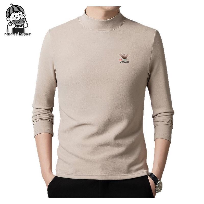2025 Men's Silk-Wool Velvet Base Layer Sweatshirt: New Style, Half-High Collar, Thickened Inner Wear