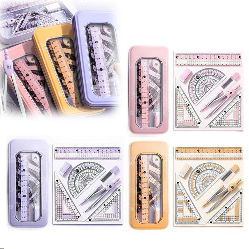 8PCS Multifunctional Student Ruler Set Protractor Stationery Ruler Set  School Starts