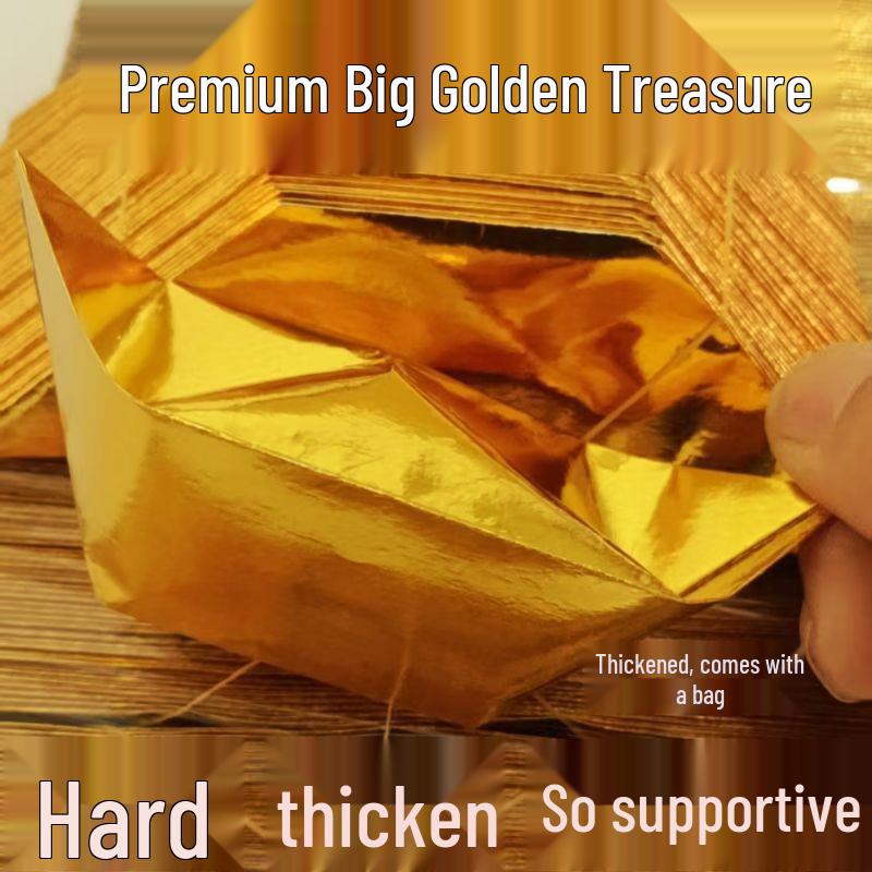 Gold and Silver Ingot Origami: Thickened Tin Foil and Gold Paper