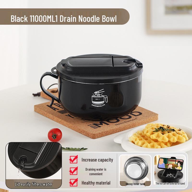 

Large Capacity 304 Stainless Steel Instant Noodle Bowl with Lid - Anti-Scald Soup Cup for Dormitory or Fast Food.