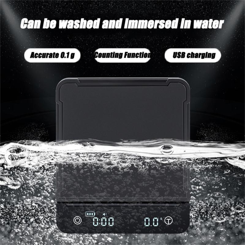 Waterproof Electronic Scale Portable Electric Coffee Scale Digital Espresso Scale Kitchen Scale for Coffee Beans Powder