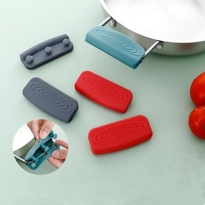 2/8 Silicone Pan Handle Cover Heat Insulation Covers Pot Ear Clip Non-slip Steamer Casserole Pan Handle Holder Kitchen Tools