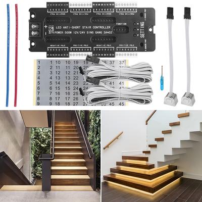 LED Motion Sensor Indoor Treppen Licht Controller Kit DC 12V 24V Für Treppen Flexible Streifen 32 Kanäle Automatische