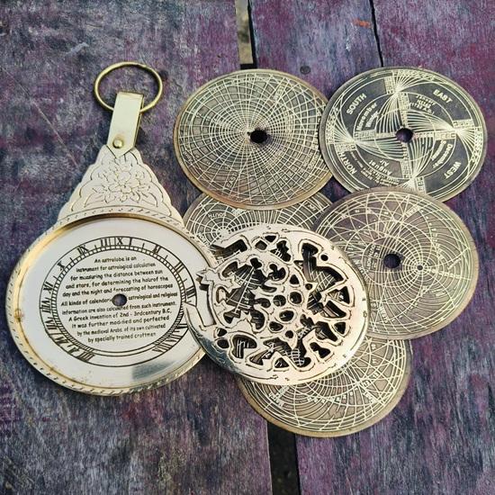Handmade Brass Astrolabe Arabic Globe Nautical Navigation Instrument 15.24 Cm