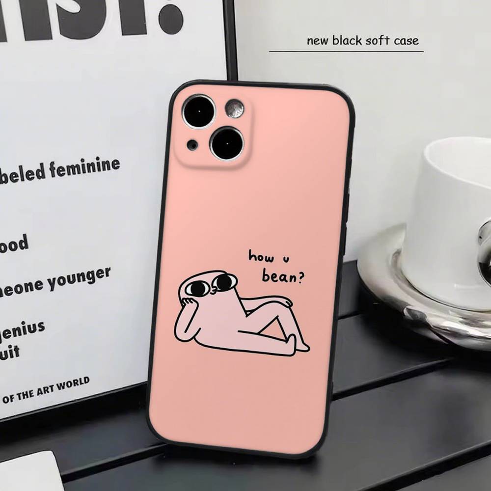 Pink Cartoon Funny big eyes ketnipz For iPhone 17 air 16 15 14 13 12 11 Pro Black Soft Cover Phone Case