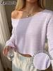 Women's Autumn New Fashion Pineapple Striped Crew Neck Loose Long Sleeve Top
