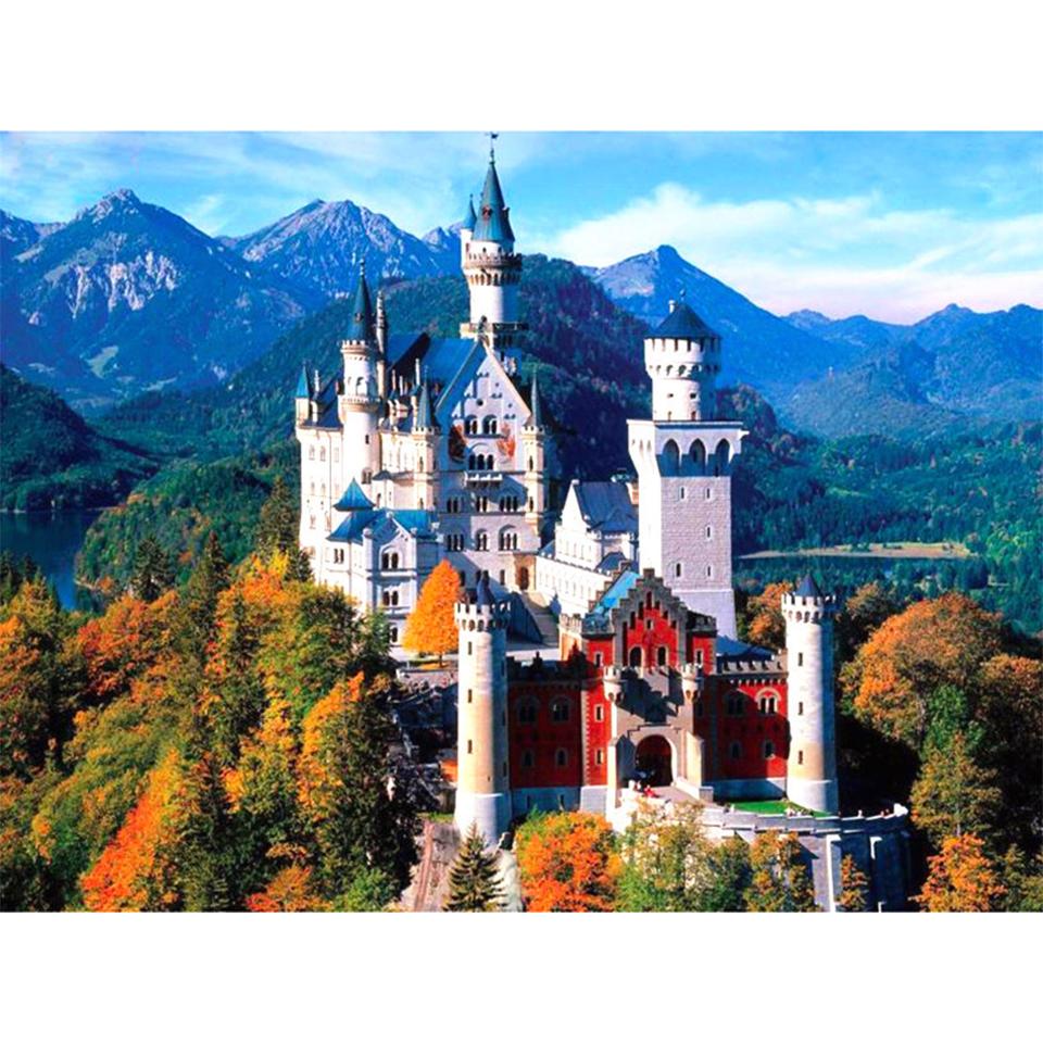 5D DIY Diamond Painting Landscape Castle Full Round Rhinestone Embroidery Cross Stitch Kit Mosaic Picture Home Decoration Gift