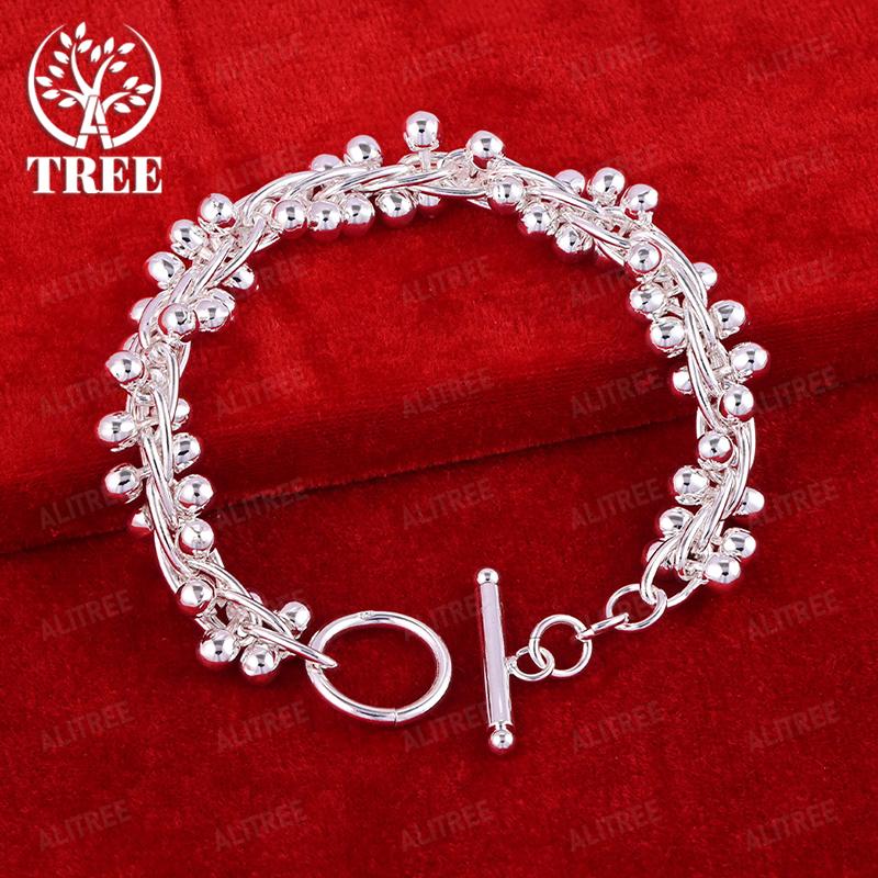 Wholesale 925 Sterling Silver Smooth Multi-Bead Bracelet For Women Fine Fashion Jewelry Birthday Christmas Party Gift Accessorie
