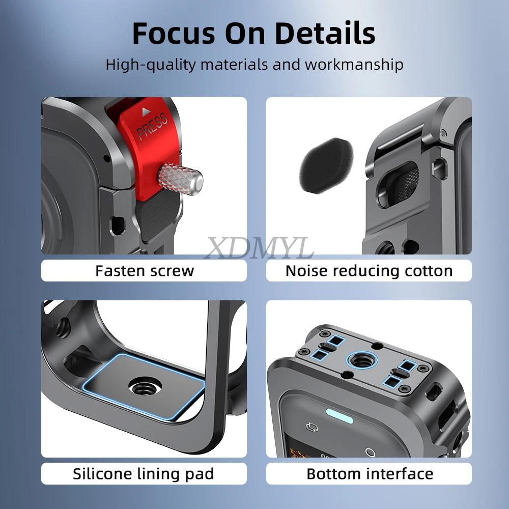 Aluminum Alloy Protective Case For Insta360 X5 Camera Frame Rabbit Cage With Silicone Lens Cover Cold Shoe and 1/4" Threads