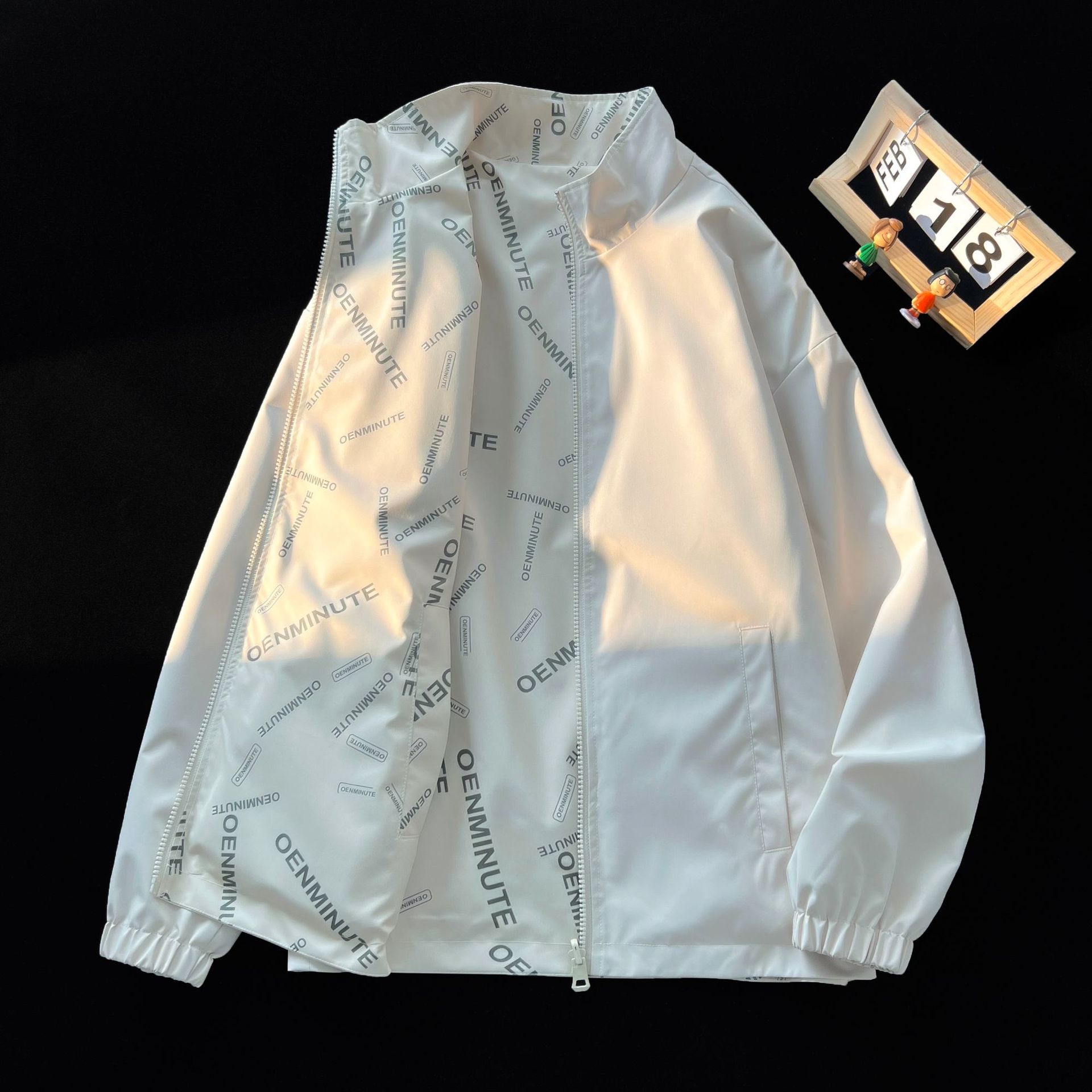 

Two-sided Jacket Lovers Unisex Versatile Jacket Jacket Jacket Loose Casual XXXXL белый