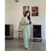 Mizqz Women Summer Wrinkle Free V Neck Cardigan Wide Pants Set