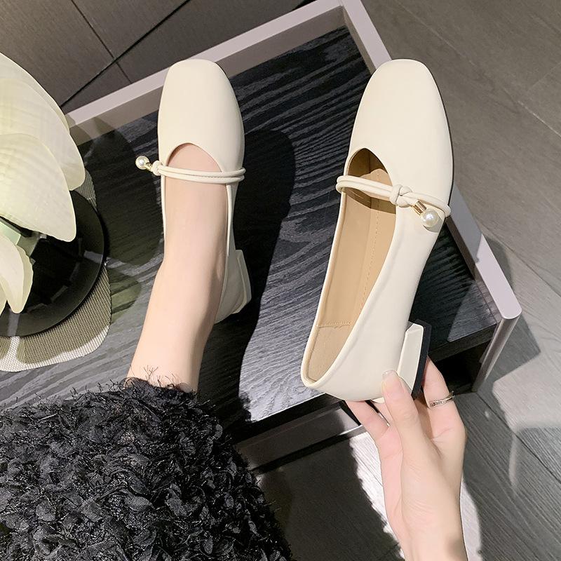 Mary Jane fairy with skirt small leather single shoes female new spring and autumn gentle flat bottom grandma ladle shoes gentle wind