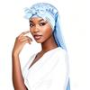 Satin Bow Tie Long Stocking Nightcap Headscarf for Long Hair Protection